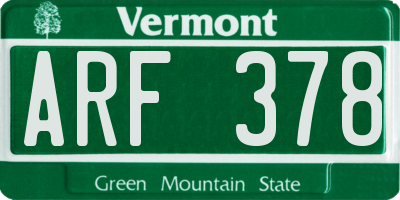VT license plate ARF378