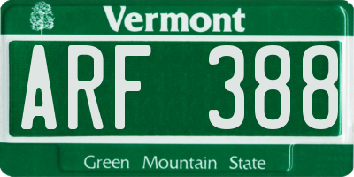 VT license plate ARF388