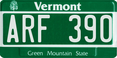 VT license plate ARF390