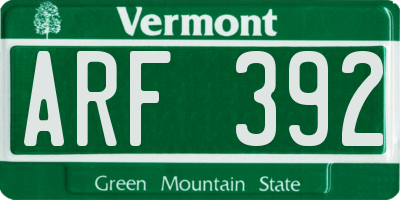 VT license plate ARF392