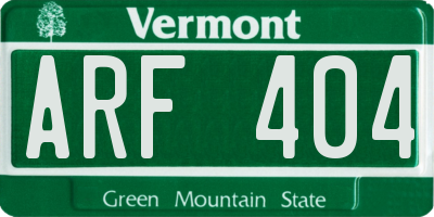 VT license plate ARF404