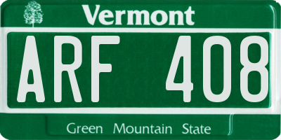 VT license plate ARF408