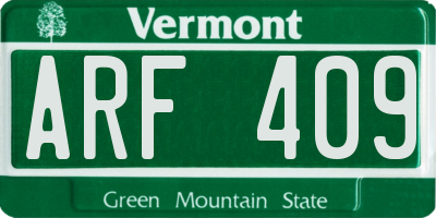 VT license plate ARF409