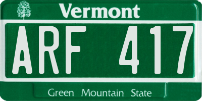 VT license plate ARF417