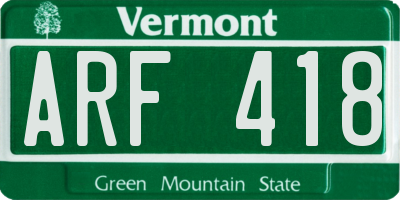 VT license plate ARF418