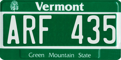 VT license plate ARF435