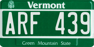 VT license plate ARF439