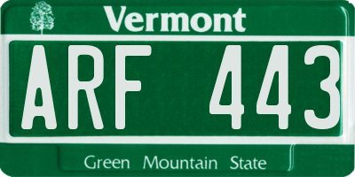 VT license plate ARF443
