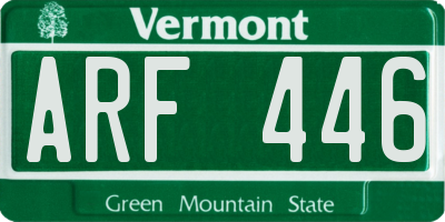 VT license plate ARF446