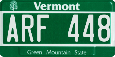 VT license plate ARF448