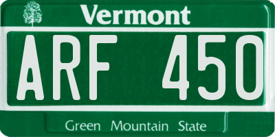 VT license plate ARF450