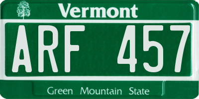 VT license plate ARF457