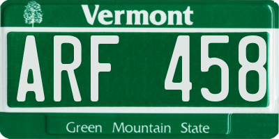 VT license plate ARF458