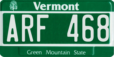 VT license plate ARF468