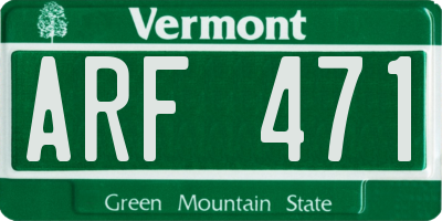 VT license plate ARF471