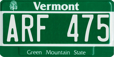 VT license plate ARF475