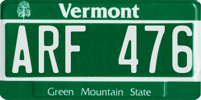 VT license plate ARF476