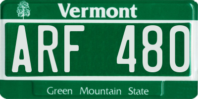 VT license plate ARF480