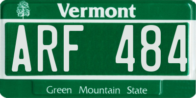 VT license plate ARF484