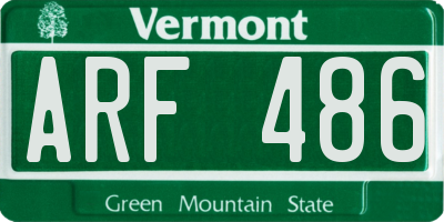 VT license plate ARF486