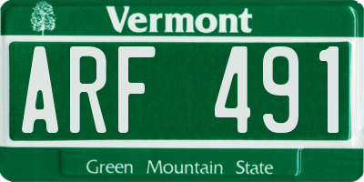 VT license plate ARF491