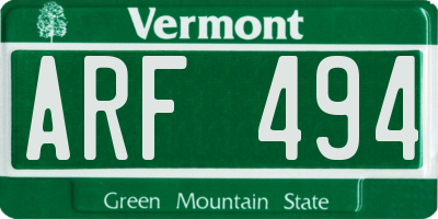VT license plate ARF494