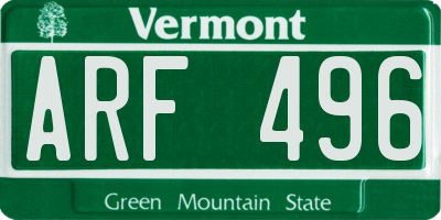 VT license plate ARF496