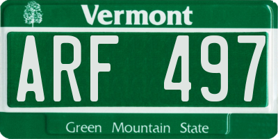 VT license plate ARF497