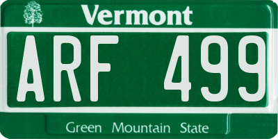 VT license plate ARF499