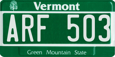 VT license plate ARF503