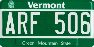 VT license plate ARF506