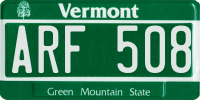 VT license plate ARF508