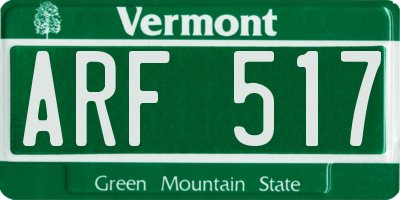 VT license plate ARF517