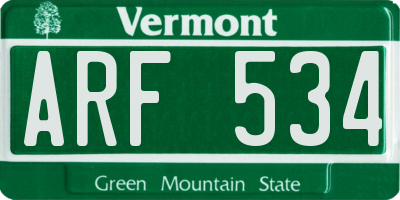 VT license plate ARF534