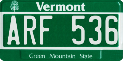 VT license plate ARF536