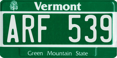 VT license plate ARF539