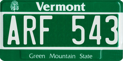 VT license plate ARF543