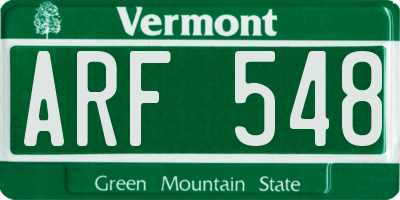 VT license plate ARF548