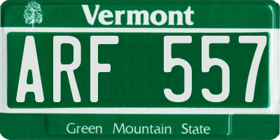 VT license plate ARF557