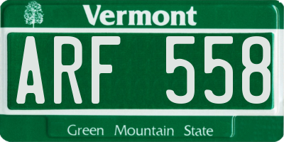 VT license plate ARF558
