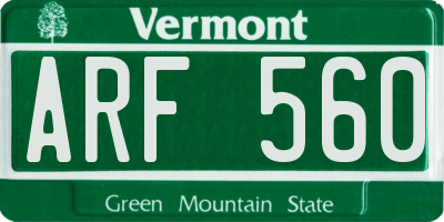 VT license plate ARF560
