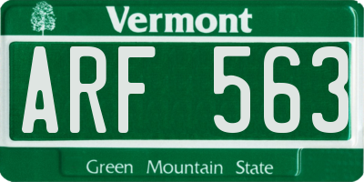 VT license plate ARF563