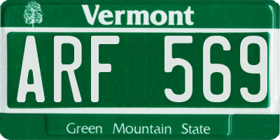 VT license plate ARF569