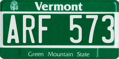 VT license plate ARF573