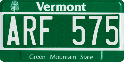 VT license plate ARF575