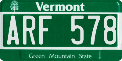 VT license plate ARF578