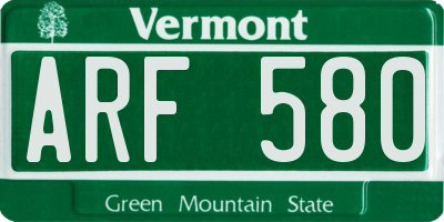 VT license plate ARF580
