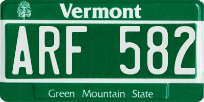 VT license plate ARF582