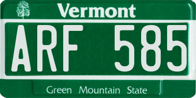 VT license plate ARF585