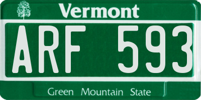 VT license plate ARF593